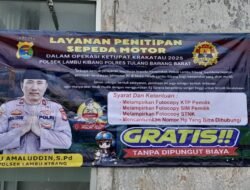 Polsek Lambu Kibang Pasang Banner Layanan Penitipan Kendaraan untuk Pemudik Lebaran