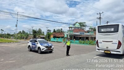 Jaga Ketertiban Lalu Lintas, Sat Lantas Polres Tulang Bawang Barat Lakukan Pam Rawan Siang