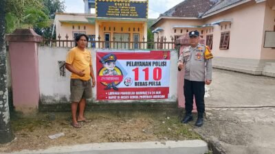 Polsek Banjar Agung Pasang Baner Himbauan 110, Perkuat Akses Masyarakat ke Layanan Kepolisian