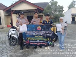 Polsek Tulang Bawang Tengah Terima Titipan Belasan Sepeda Motor dari Pemudik