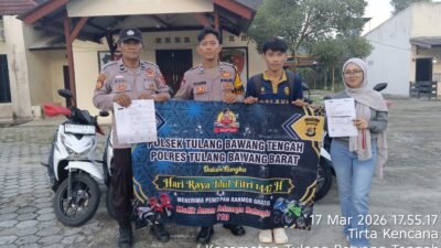 Polsek Tulang Bawang Tengah Terima Titipan Belasan Sepeda Motor dari Pemudik