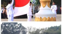 Merah Putih Diturunkan dengan Khidmat, Kapolres Tulang Bawang dan PJU Polres Tuba Tegaskan Semangat Kemerdekaan Tak Pernah Padam
