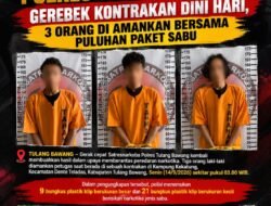 Satresnarkoba Polres Tulang Bawang Gerebek Kontrakan Dini Hari, 3 Orang Di Amankan Bersama Puluhan Paket Sabu